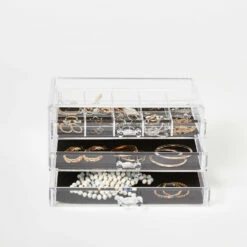 Clear 3-Drawer Organizer With Jewelry Tray -gift shop 183 DFY20 3DRWRBEAUTYORG CLR 005