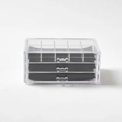 Clear 3-Drawer Organizer With Jewelry Tray -gift shop 183 DFY20 3DRWRBEAUTYORG CLR 008