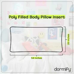 Poly Filled Body Pillow Insert, 20x54 -gift shop 1TXT160006 Infographic