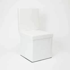 Carter Collapsible Storage Ottoman Chair -gift shop 28 SINGLEOTTOMAN WHT 002