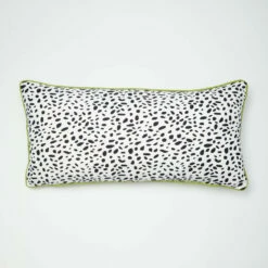 Kendall Animal Dots Lumbar Pillow Cover -gift shop Animal Dots Contrast Piping Lumbar Pillow Cover White Chartreuse 003