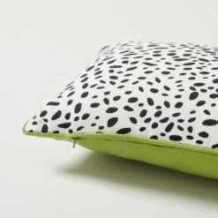 Kendall Animal Dots Lumbar Pillow Cover -gift shop Animal Dots Contrast Piping Lumbar Pillow Cover White Chartreuse 010