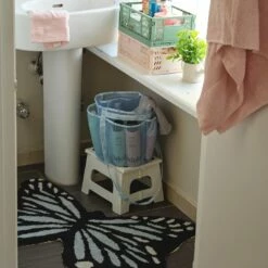 Washable Butterfly Shaped Accent Rug -gift shop Bath Rugs Butterfly Blue