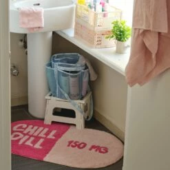 Washable Chill Pill Shaped Accent Rug 11 Washable Chill Pill Shaped Accent Rug -gift shop Bath Rugs ChillPill Pink