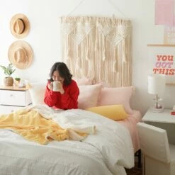 Billie Pom Pom Stripe Comforter And Sham Set -gift shop Bedding BillieWhite