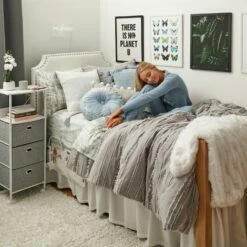 Juliette Eyelash Fringe Comforter And Sham Set -gift shop Bedding EyelashGrey