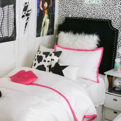 Simone Faux Fur Euro Pillow -gift shop BlackStuddedHeadboard 1