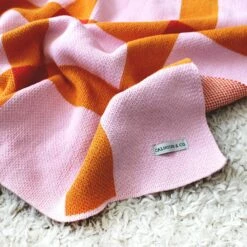 Strawberry Shortcake Gingham Throw Blanket -gift shop CalhounandCo 0006 Calhoun Co.GinghamStrawberry3TXT1500702