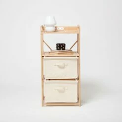 Beck Charging 2-Drawer Bamboo And Canvas Storage Unit -gift shop ChargingCart Bamboo 073