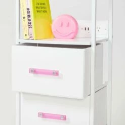 Sutton Charging 3-Drawer Cart On Wheels -gift shop ChargingCart Sutton PinkHandle 095 fd7576e8 1526 436f 952c 2c8f06597cc7