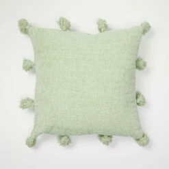 Mackenzie Knit Tassel Square Pillow -gift shop Chenille Square Pillow Sage 007