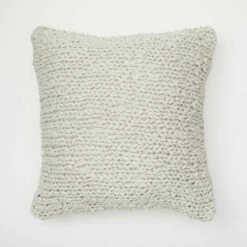 Emme Chunky Knit Square Pillow Cover -gift shop Chunky Knit Square Pillow Cover Grey 009