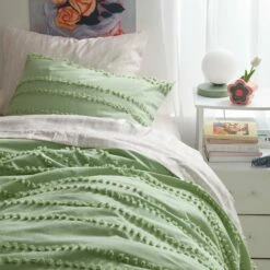 Billie Pom Pom Stripe Comforter And Sham Set -gift shop Comforter BilliePomPom Sage 016 d5d83202 cde2 4dac a13b 0ac0803ad4ab