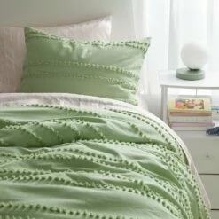 Billie Pom Pom Stripe Comforter And Sham Set -gift shop Comforter BilliePomPom Sage 139 fec0510e 9bd3 4dc4 a730 1083637f8c36