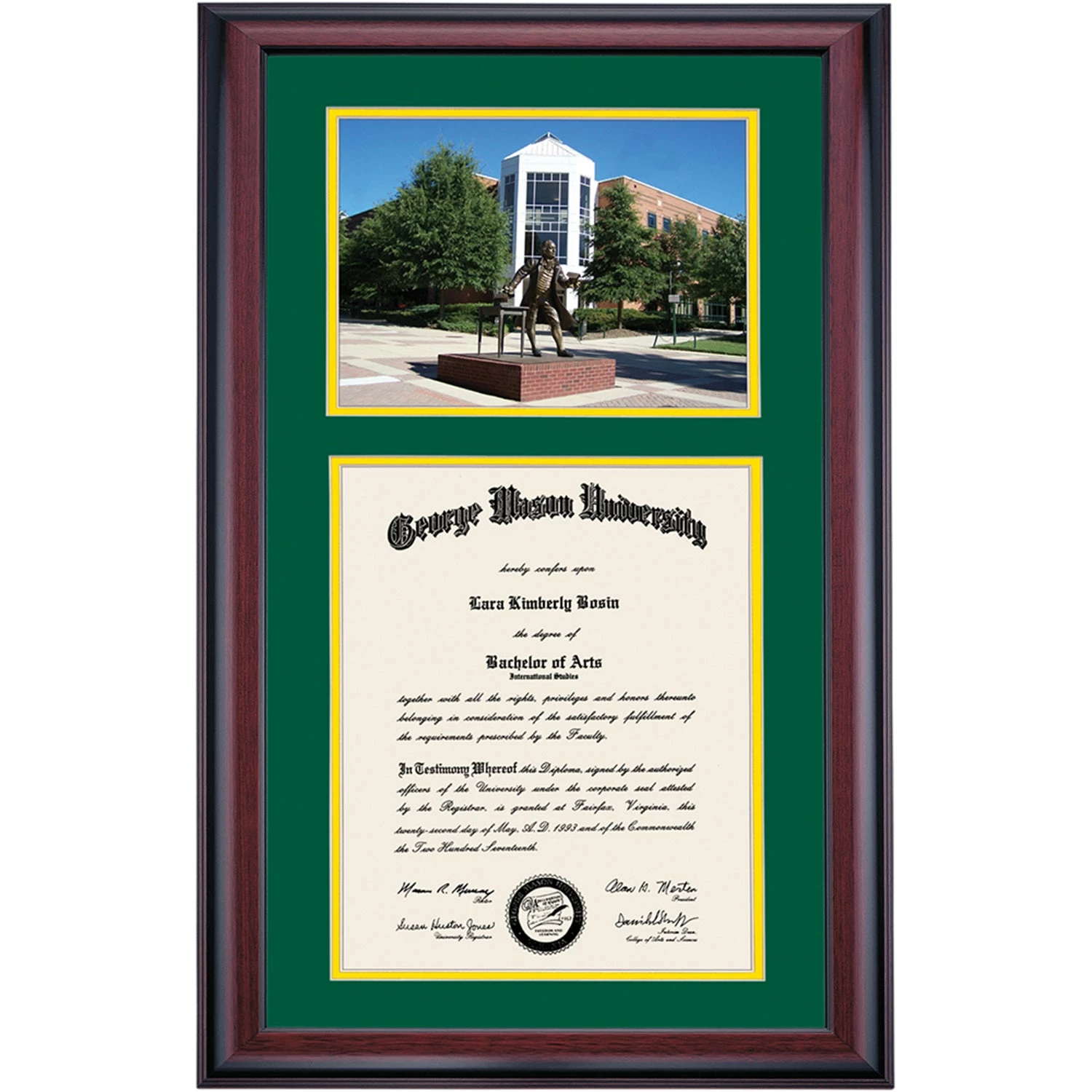 George Mason Premier The George Mason Statue Diploma Frame 8 George Mason Premier The George Mason Statue Diploma Frame - Image 6