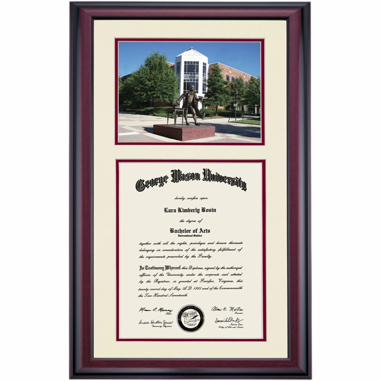 George Mason Premier The George Mason Statue Diploma Frame 4 George Mason Premier The George Mason Statue Diploma Frame - Image 2