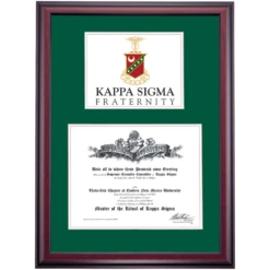 Kappa Sigma Premier Fraternity Crest Initiation Certificate Frame