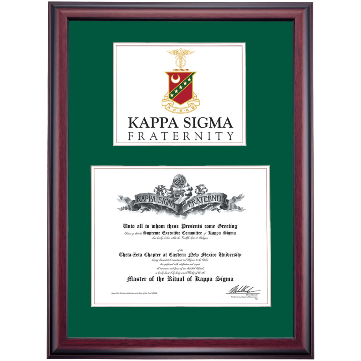 Kappa Sigma Premier Fraternity Crest Initiation Certificate Frame 3 Kappa Sigma Premier Fraternity Crest Initiation Certificate Frame