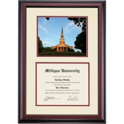 Milligan Premier Seeger Memorial Chapel Diploma Frame -gift shop DSSHEFMLGPC4MSEE