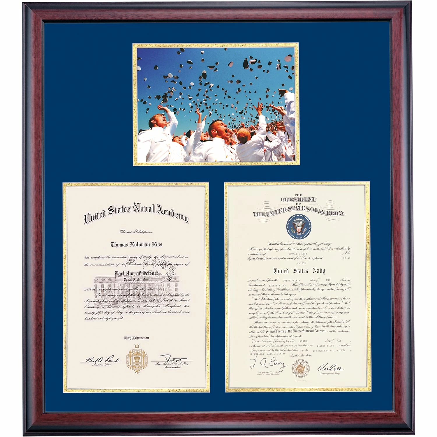 United States Naval Academy Double Premier The Hat Toss Diploma Frame 3 United States Naval Academy Double Premier The Hat Toss Diploma Frame