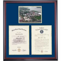 United States Naval Academy Double Premier Aerial View Of Naval Yard Diploma Frame