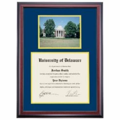 Delaware Premier Memorial Hall Diploma Frame -gift shop DSSHEFUDEPC11NYDMH