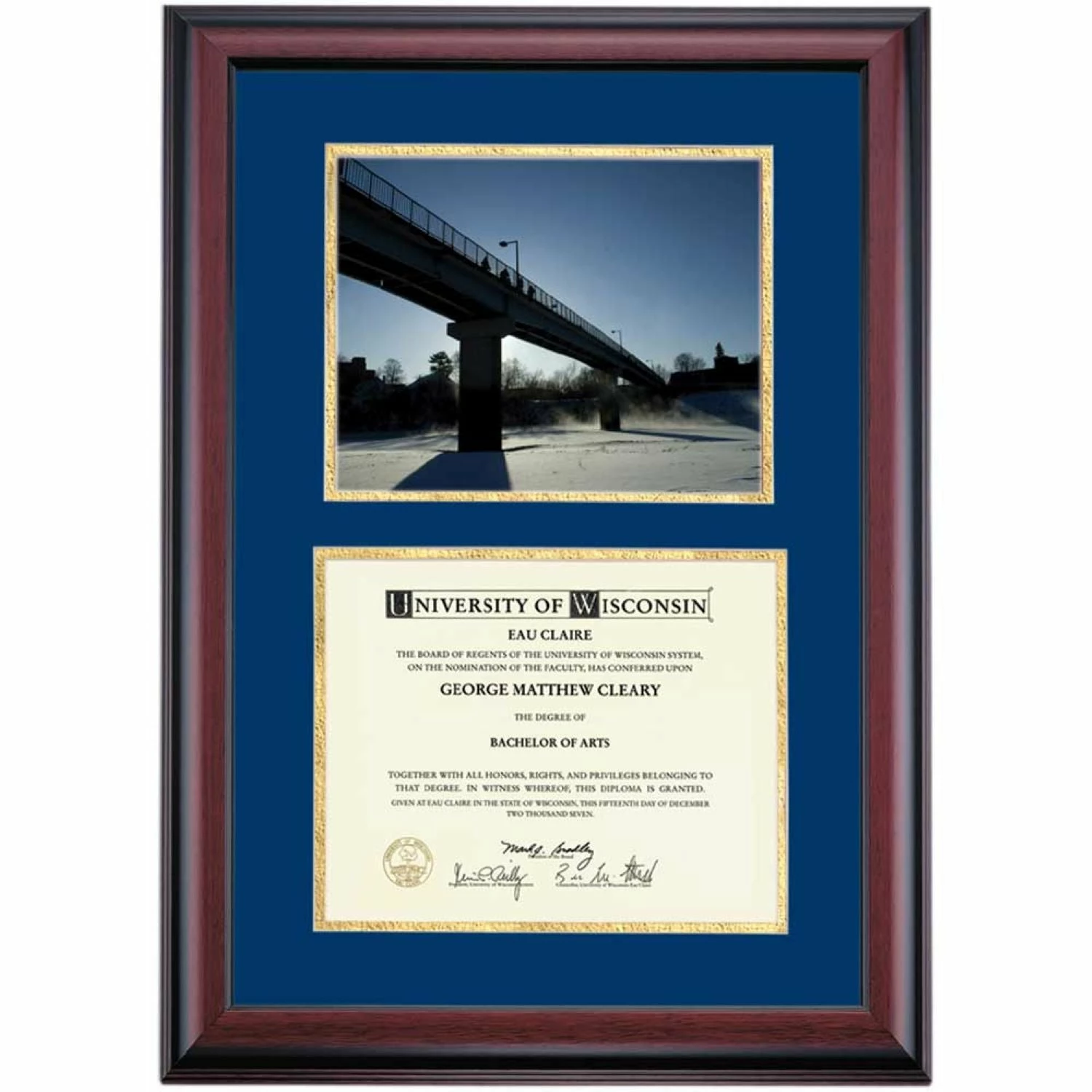 Wisconsin-Eau Claire Premier Legacy Walk Bridge Diploma Frame 4 Wisconsin-Eau Claire Premier Legacy Walk Bridge Diploma Frame - Image 2