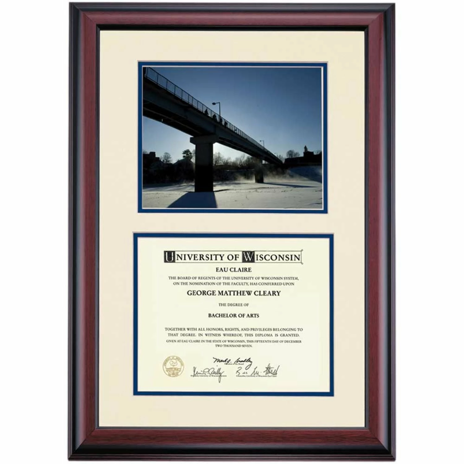 Wisconsin-Eau Claire Premier Legacy Walk Bridge Diploma Frame 3 Wisconsin-Eau Claire Premier Legacy Walk Bridge Diploma Frame