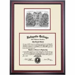 Lafayette Premier Pardee Hall Diploma Frame