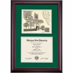 Michigan State Premier Beaumont Tower Diploma Frame -gift shop DSSHEIMSTPC4HEBTI