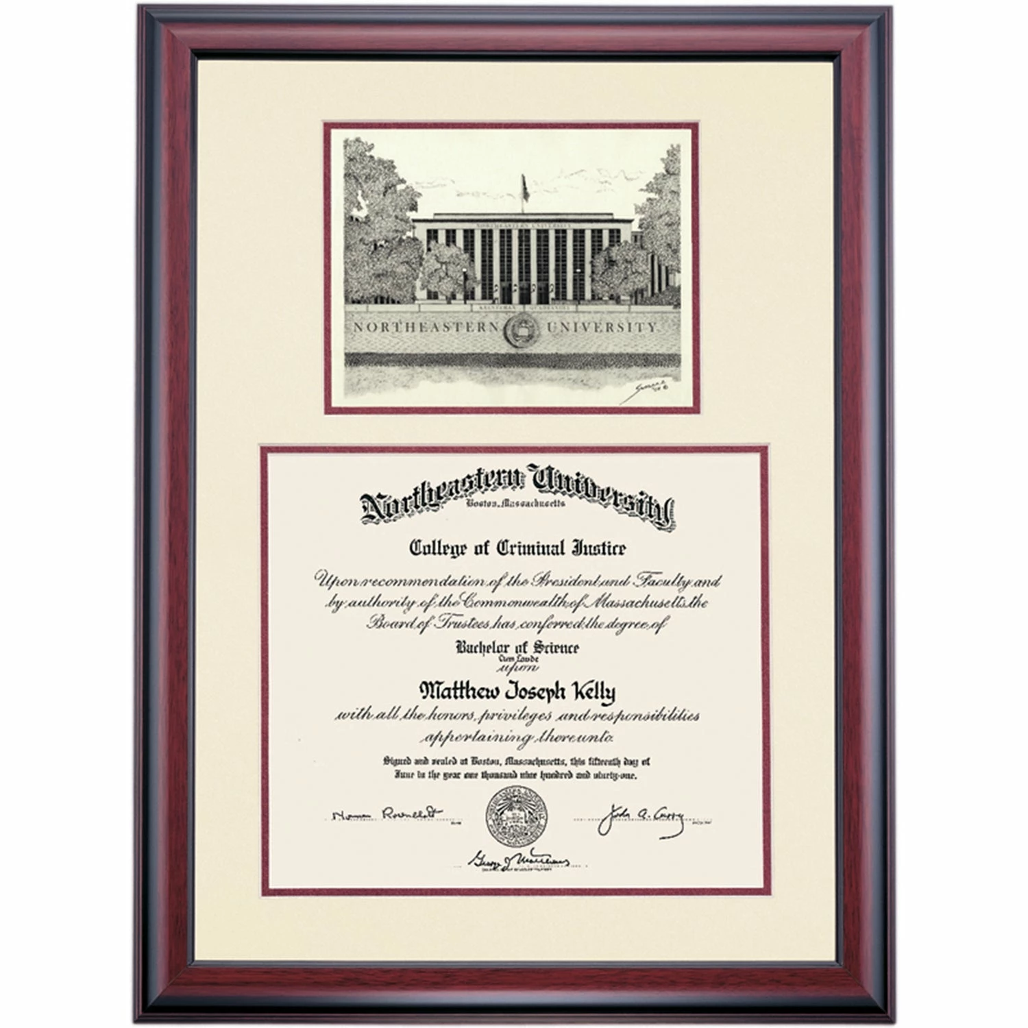 Northeastern Premier The Krentzman Quadrangle Diploma Frame 3 Northeastern Premier The Krentzman Quadrangle Diploma Frame