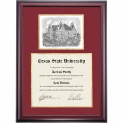 Texas State Premier Old Main Diploma Frame -gift shop DSSHEITSMPC7MGIOM
