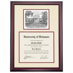 Delaware Premier Memorial Hall Diploma Frame