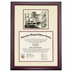 Maryland Baltimore County Premier Albin O. Kuhn Library Diploma Frame