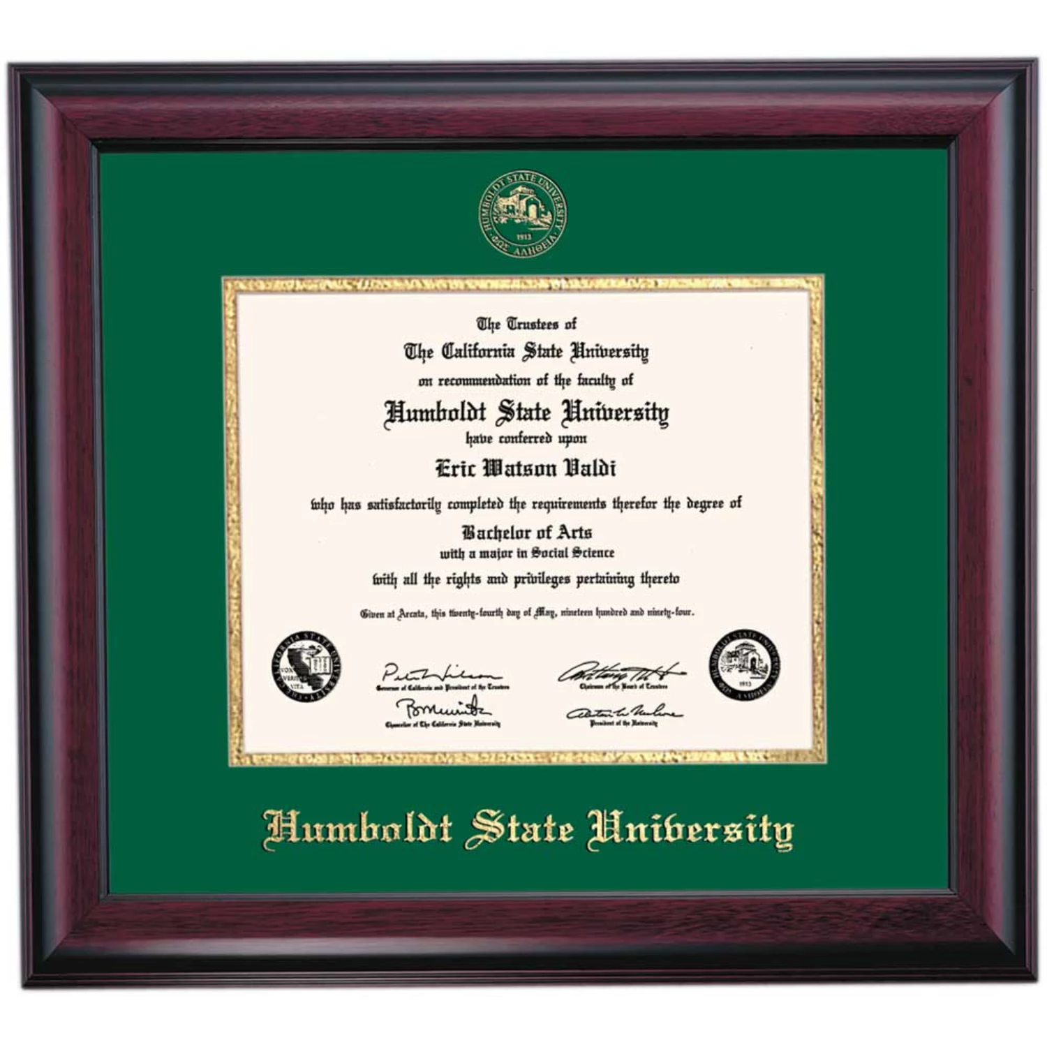 Humboldt State Traditional Diploma Frame 3 Humboldt State Traditional Diploma Frame