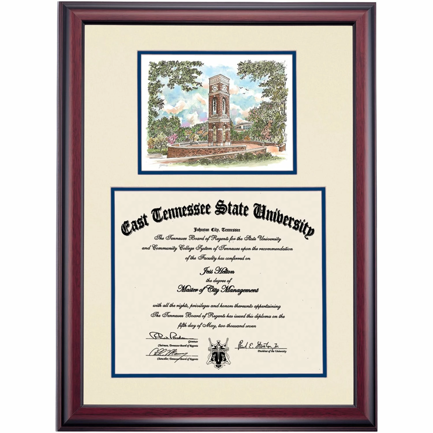 East Tennessee State Premier Alumni Plaza Diploma Frame 4 East Tennessee State Premier Alumni Plaza Diploma Frame - Image 2