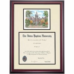 Johns Hopkins Premier Medicine Diploma Frame