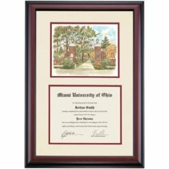 Miami Ohio Premier Slant Walk Diploma Frame -gift shop DSSHEWMIAPC4MSLW