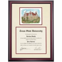 Texas State Premier Old Main Diploma Frame -gift shop DSSHEWTSMPC7MOLM