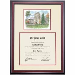 Virginia Tech Premier Burruss Hall Diploma Frame