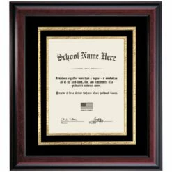 Graduation Diploma Frame With Black And Gold Matting For 11 X 8.5 Vertical Diploma