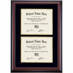 Double Diploma Frame With Black And Gold Matting For Two 8.5 X 11 Diplomas