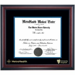MetroHealth Medical Center Traditional Double Embossed Certificate Frame