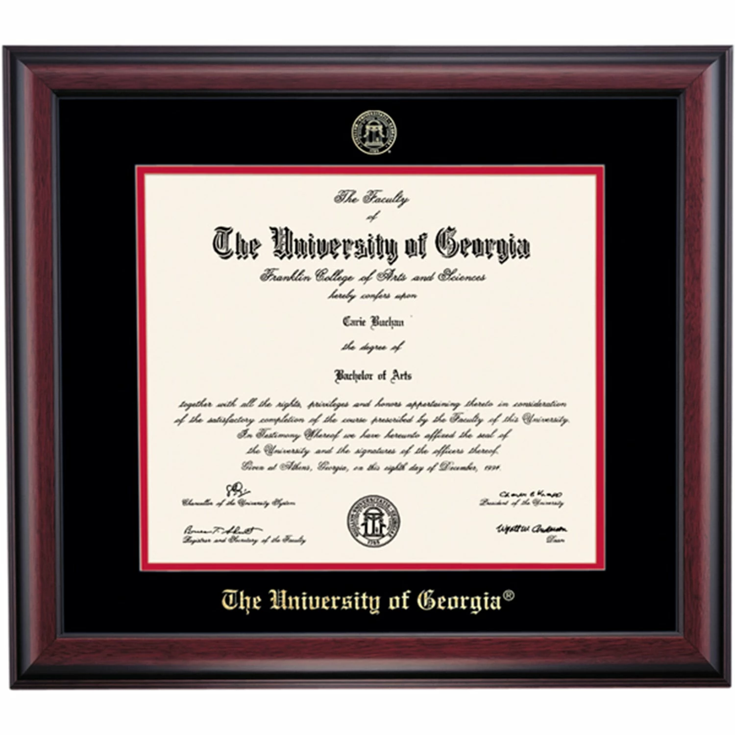 Georgia School Color Traditional Diploma Frame 3 Georgia School Color Traditional Diploma Frame