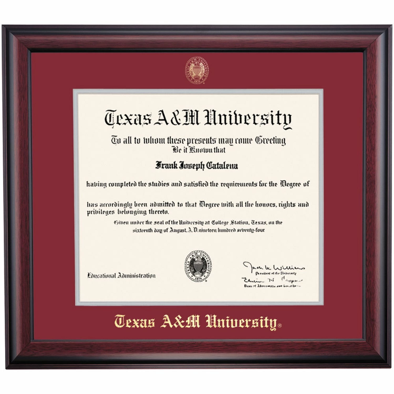 Texas A&M School Color Traditional Diploma Frame 3 Texas A&M School Color Traditional Diploma Frame