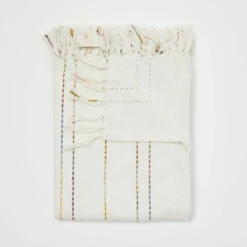 Phoebe Embroidered Stripe Throw Blanket
