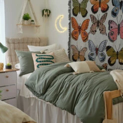 Devon Washed Cotton Comforter And Sham Set -gift shop DevonWashedCottonDuvet Green