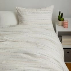 Embroidered Stripe Comforter And Sham Set
