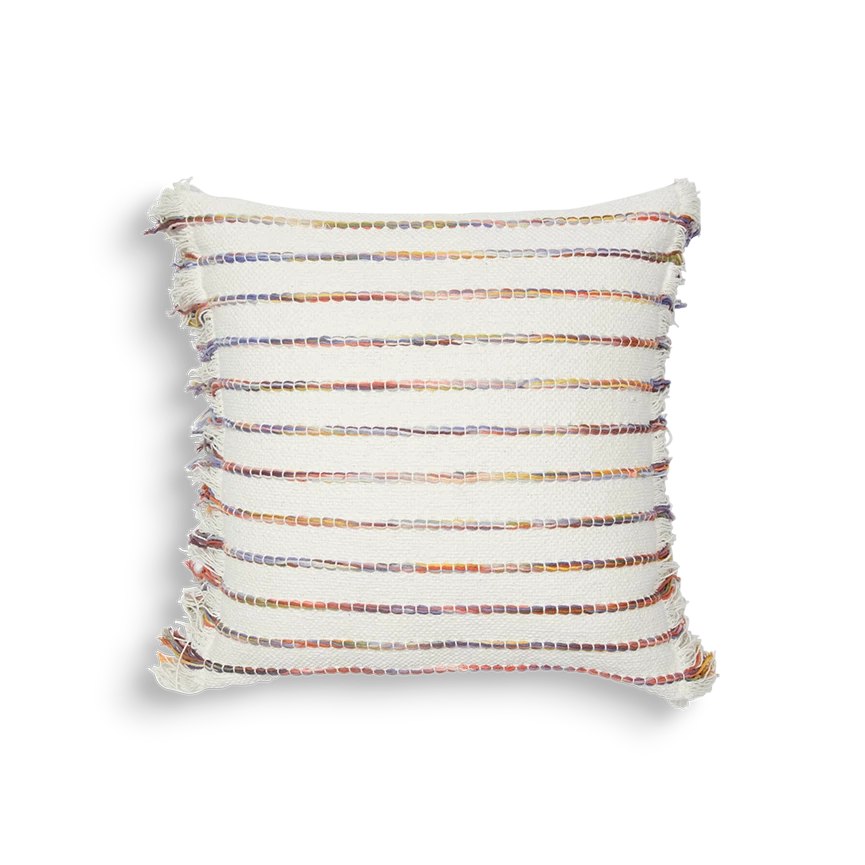 Phoebe Embroidered Stripe With Side Fringe Square Pillow Cover 17 Phoebe Embroidered Stripe With Side Fringe Square Pillow Cover - Image 15