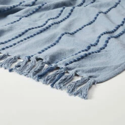 Phoebe Embroidered Stripe Throw Blanket -gift shop Embroidered Stripe Throw Blanket Blue 002